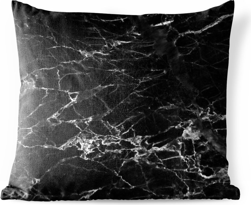 MuchoWow Outdoor Kissen - Marmor - Stein - Schwarz - Weiß - 40x40 cm - Wetterfest - Lounge Kissen - Kopfkissen - Interieur - Polster mit Bild