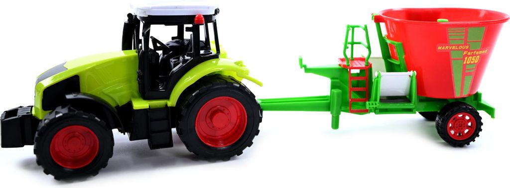 Traktor mit Futtermischwagen Grün - Landwirtschaftliches Produktbild 