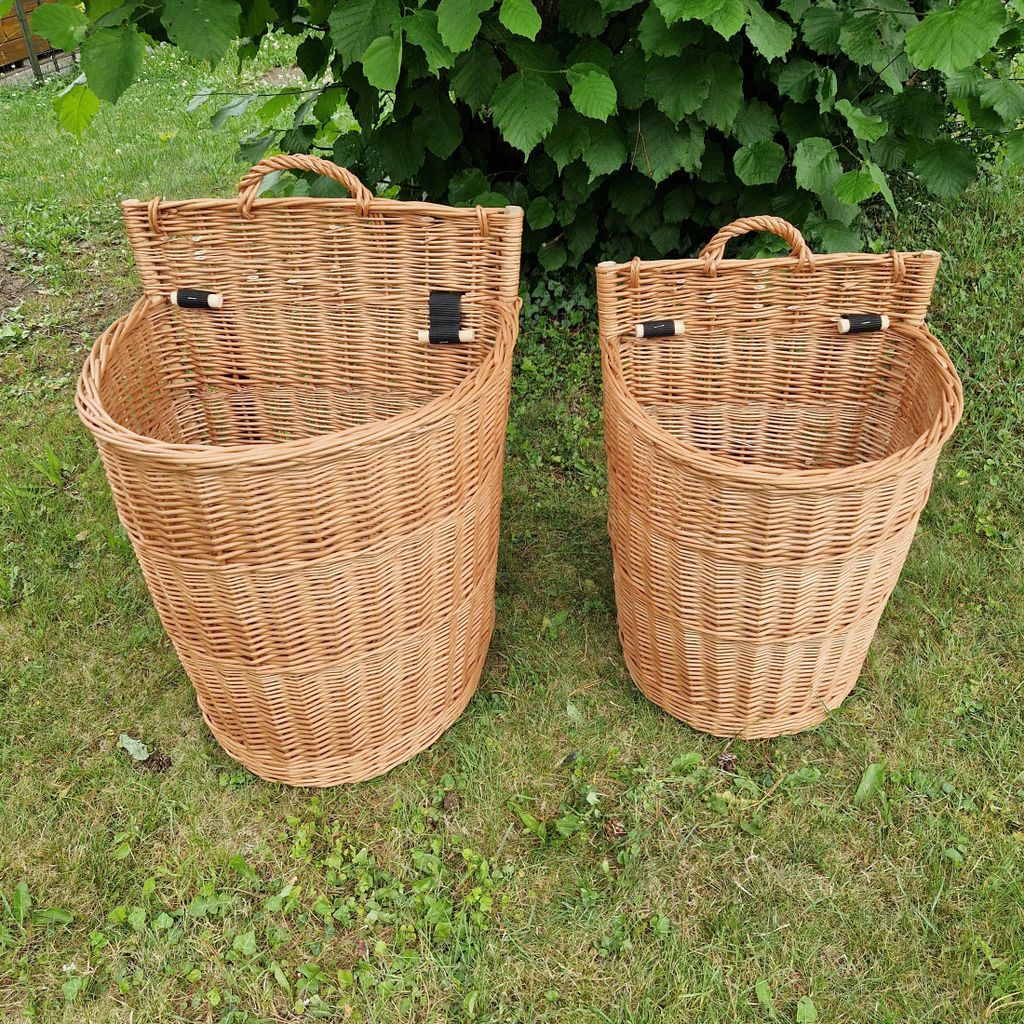 Weidenkiepe Rückentragekorb aus geschälter Weide – Handgefertigter Tragekorb mit Gurtband – Winzerkorb, Obstkorb, Holzkorb, Heukorb – L, XL...