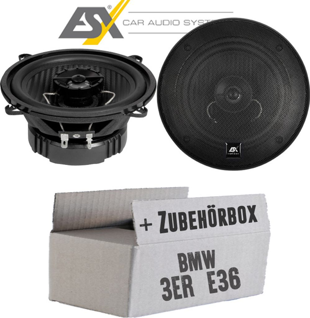 Lautsprecher Boxen ESX HZ52 HORIZON - 13cm Koax Auto Einbausatz - Einbauset passend für BMW 3er E36 Front - justSOUND