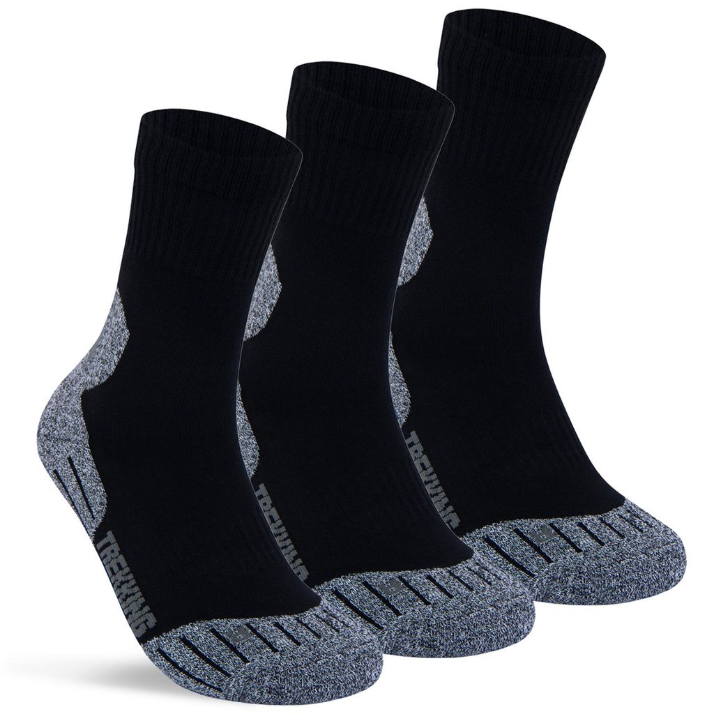 3 Paar Sportsocken Herren & Damen Funktionssocken Laufsocken Wandersocken Stoßabfedernd 16101 - Grau 47-50