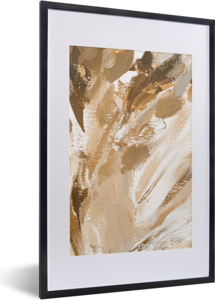 MuchoWow Gerahmtes Poster Farbe - Gold - Luxus 40x60 cm - Poster mit Schwarzem Bilderrahmen Wandposter Rahmen Foto Bilder - Poster in Rahmen