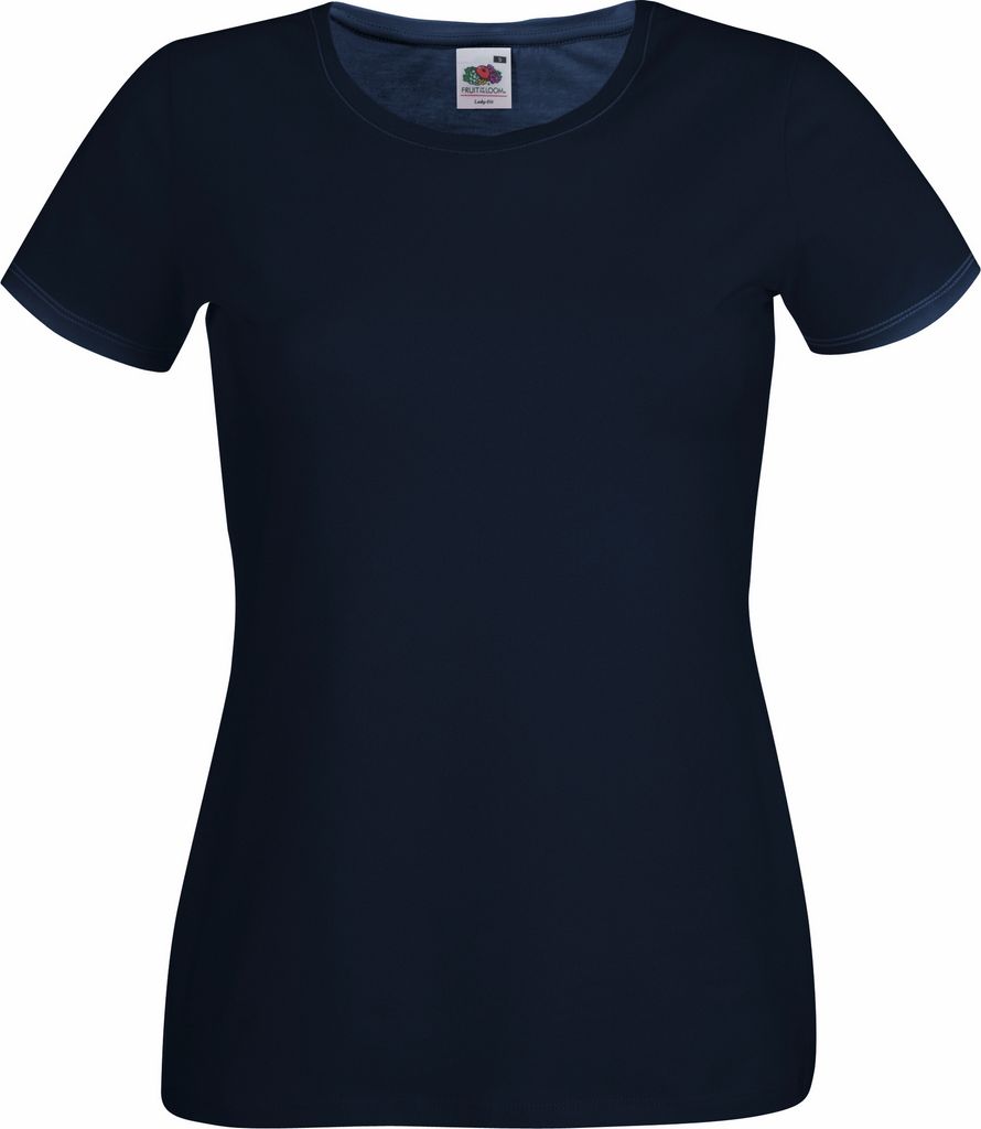 Fruit Of The Loom Lady-Fit Damen T-Shirt, Rundausschnitt BC1356 (XS) (Dunkelblau)