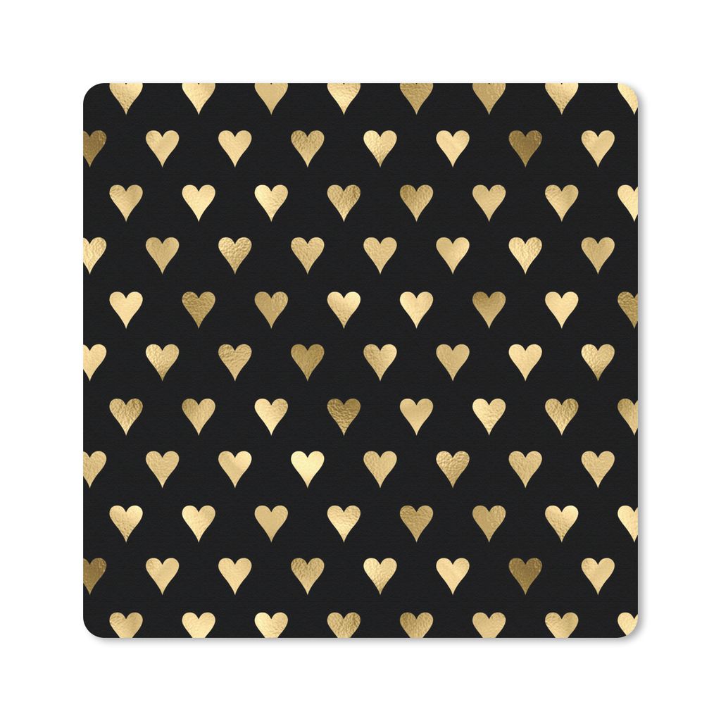 MuchoWow Mauspad Mousepad Muster - Herz - Gold 30x30 cm - Mousepads - Maus Mat - Pad - Mausunterlage - Gaming