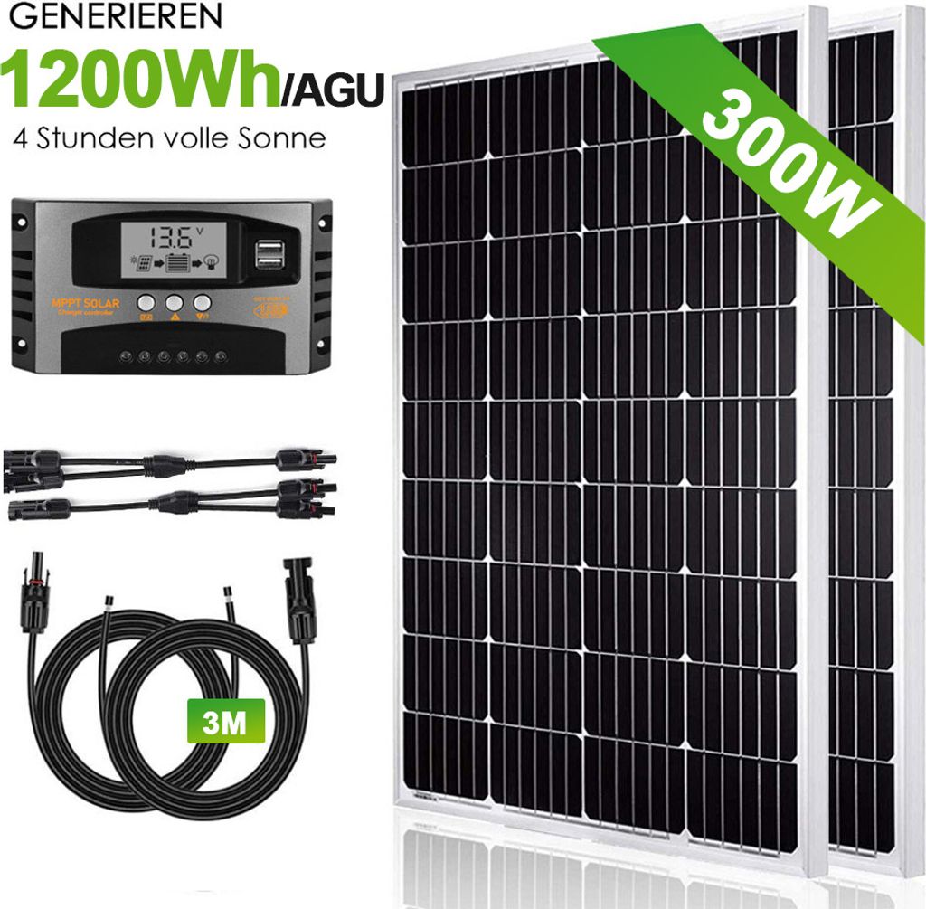 300W Solarpanel Solarmodul 12V 300Watt Monokristallin für Produktbild 