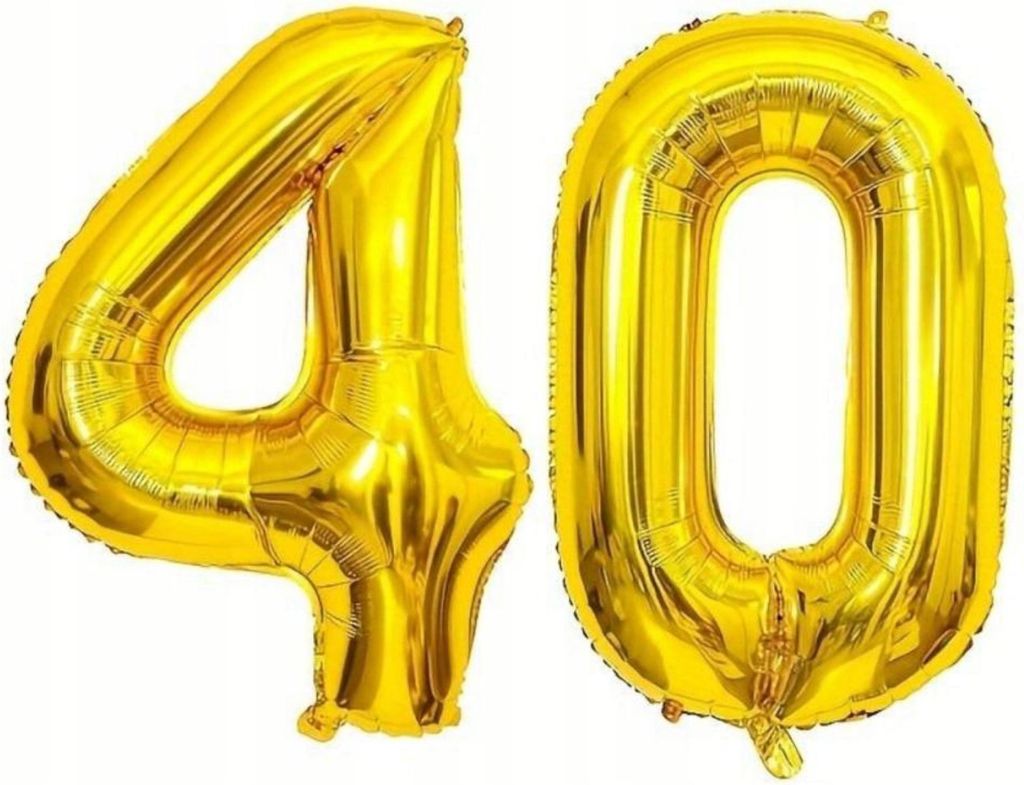 Balony Na 40 Urodziny Złote Foliowe Cyfry Duże 92 Cm Zestaw Zdjęcie produktu 