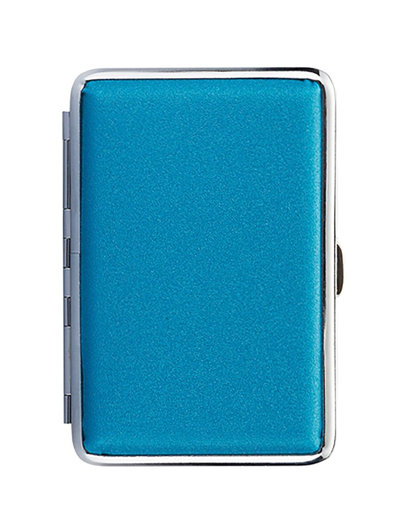 ZIGARETTENETUI "SHINY" mit Glitzer für 12 Zigaretten aus Metall Leder Optik Zigarettenbox Zigarettendose Box Dose Hardcase Etui Case 78 (Türkis)