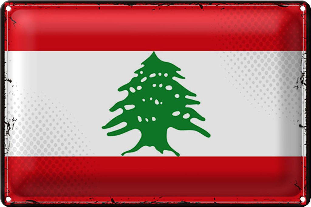 Blechschild Flagge Libanon 30x20cm Retro Flag of Lebanon