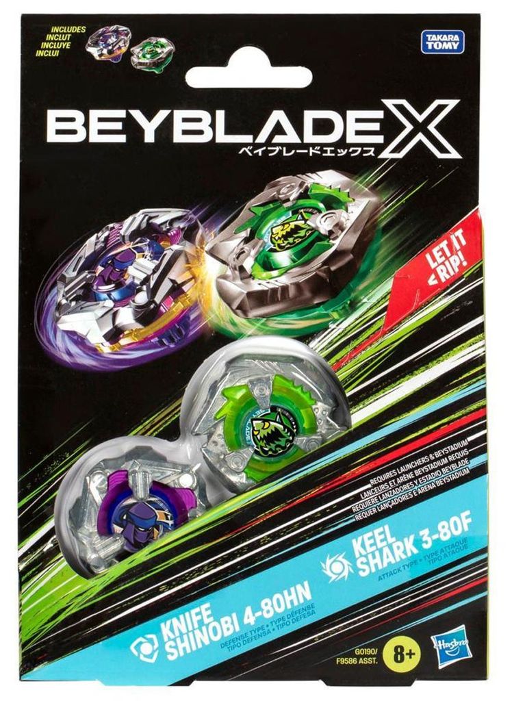Beyblade X Couteau Shinobi 4-80HN et Keel Shark 3-80F Top Image du produit 