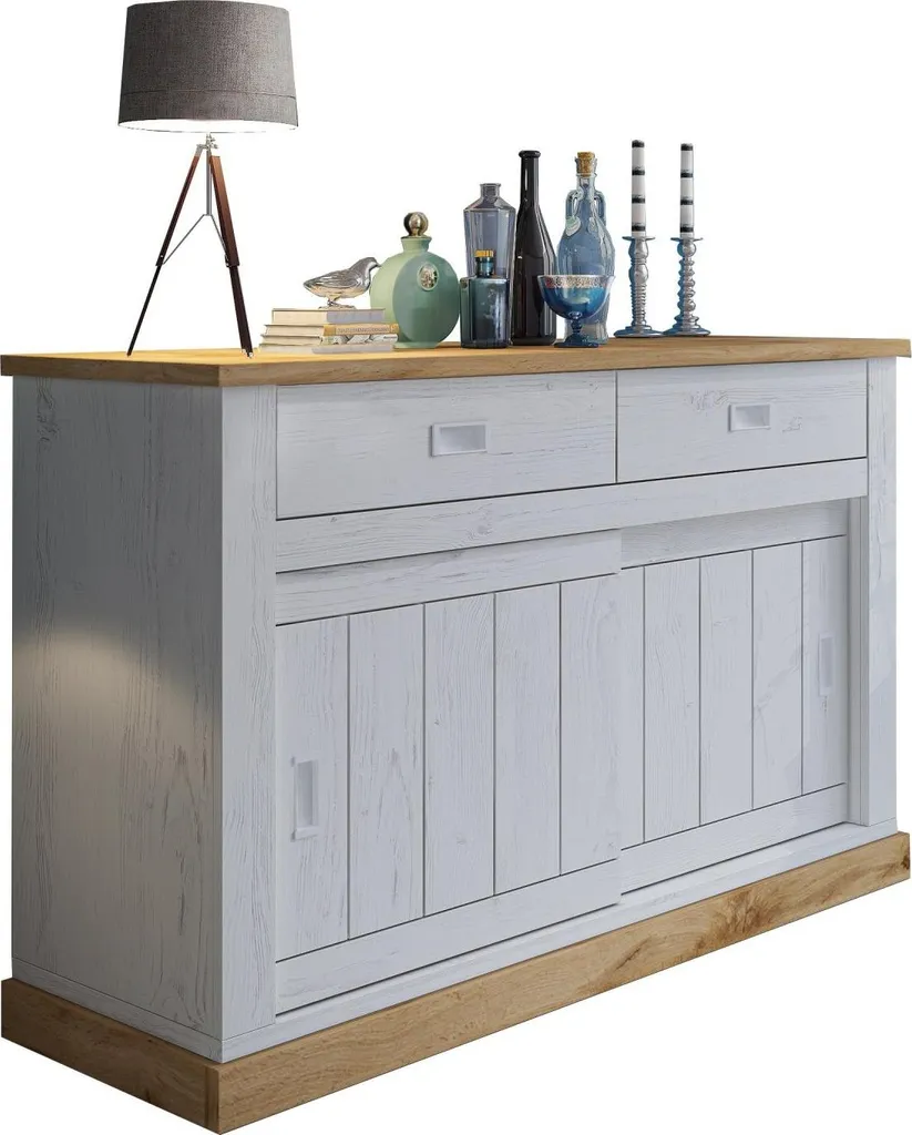 Buffet Haut Lupara 95 cm de Hauteur Blanc avec 2 Tiroirs et Rangement