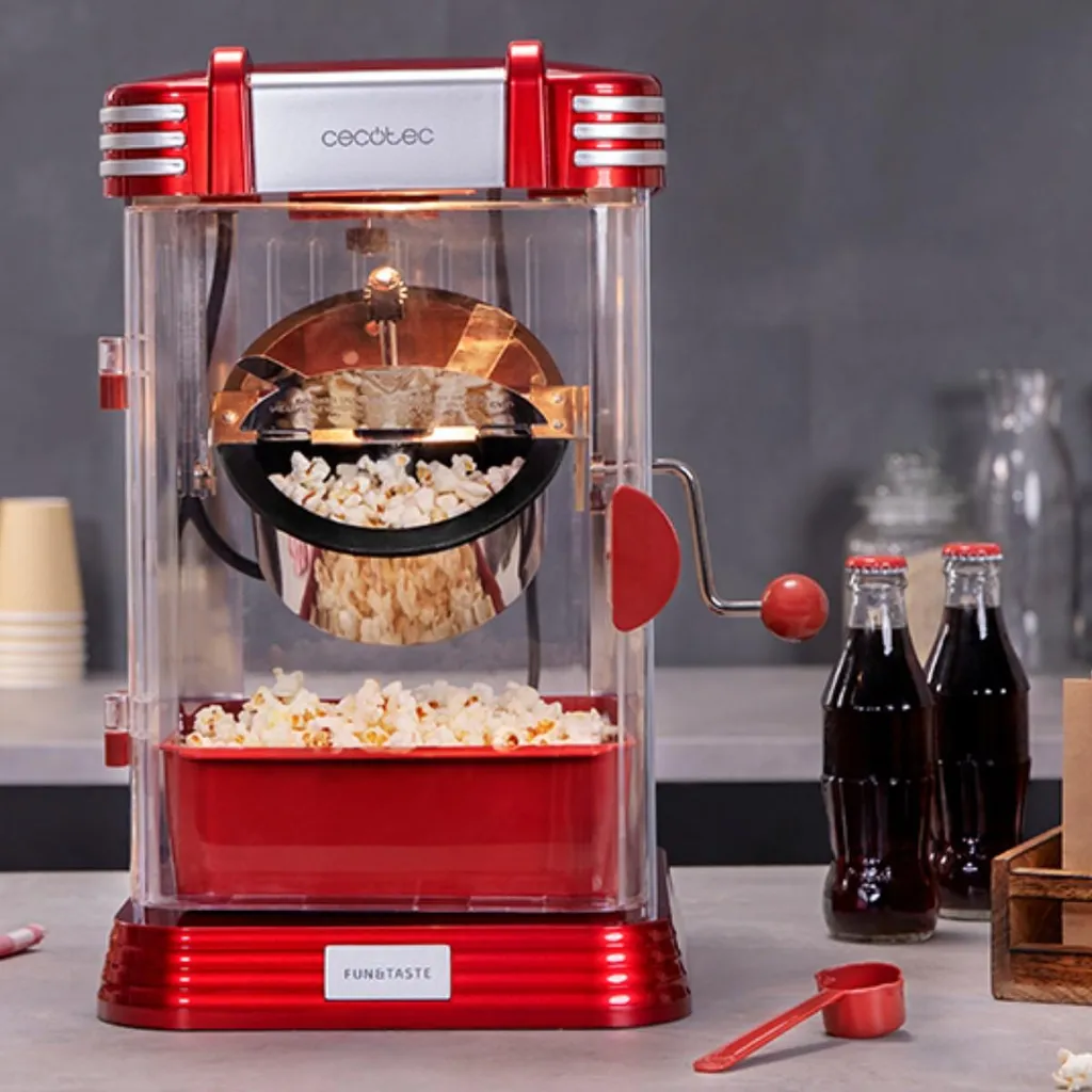 Machine Pop-Corn sans Huile 1200W Cecotec Rouge : Cuisson Rapide 2 min - 3