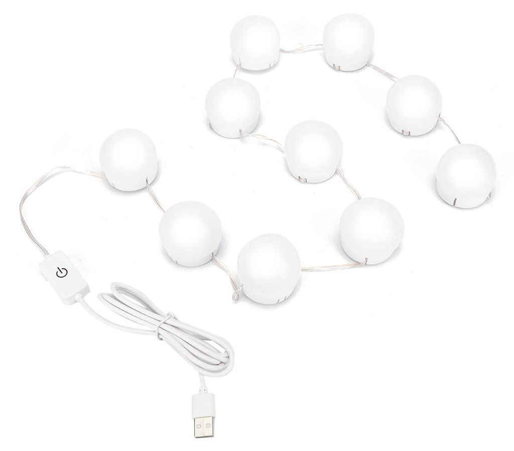 10er-Set USB-LED-Glühbirnen mit 3 Farben für Schminktisch- und Kosmetikspiegel