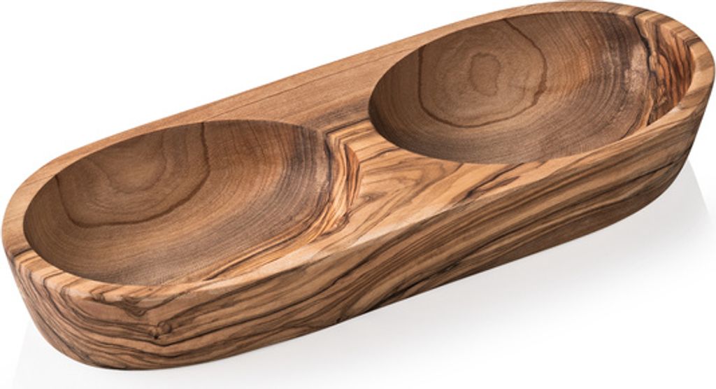 Schale Double PURE OLIVE, 25 x 11 x 3,5 xm, Olivenholz