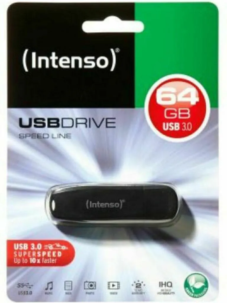 Clé USB 64 Go USB 3.0 Intenso - Mémoire Flash Haute Capacité Noire