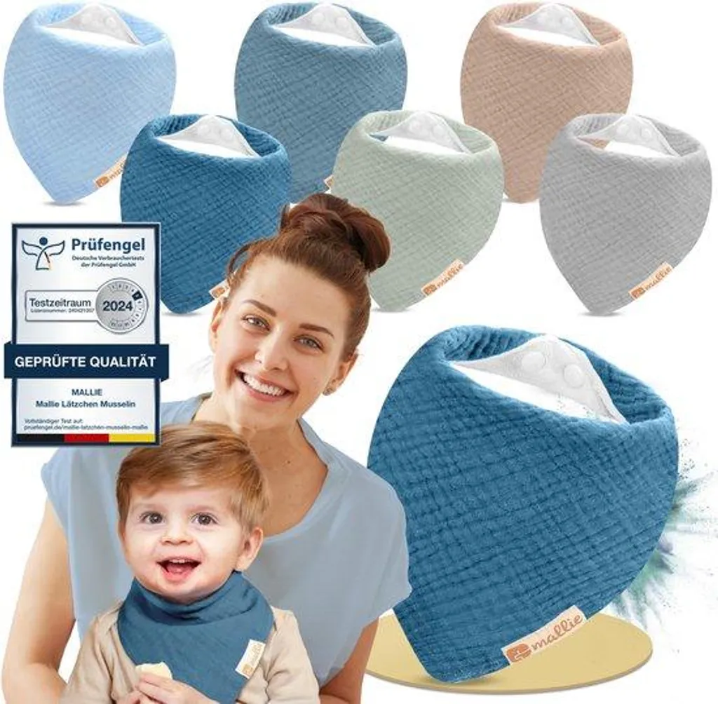 Lot de 6 bavoirs naissance pour allaitement et repas, langes en coton