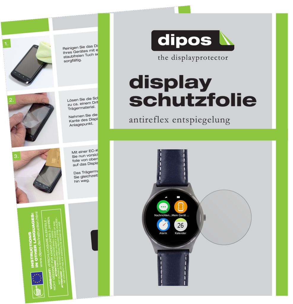 5x Schutzfolie für Uhr 46.5 mm Durchmesser matt Displayschutzfolie Folie Display Schutz dipos