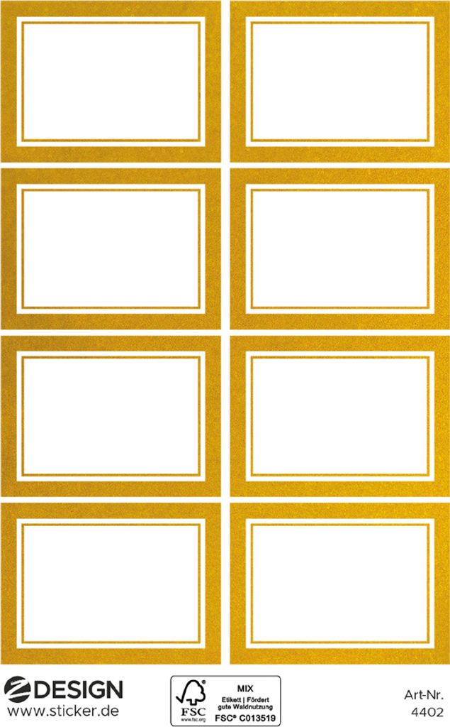 ZDesign HOME Haushalts-Etiketten Rahmen gold 38 x 24 mm 3 Blatt à 8 Sticker