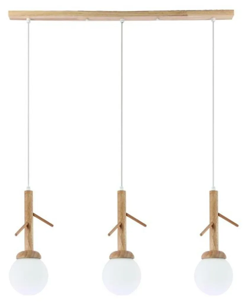 Suspension bois massif 3 lumières style scandinave 80cm FLORESTA