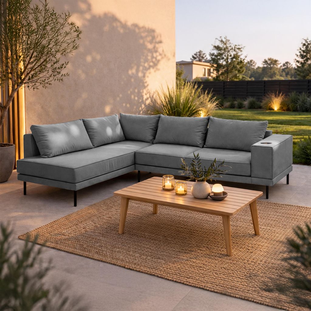 Garten Ecksofa Volaro S 268x202 Dunkrelgrau Wetterfestes Produktbild 