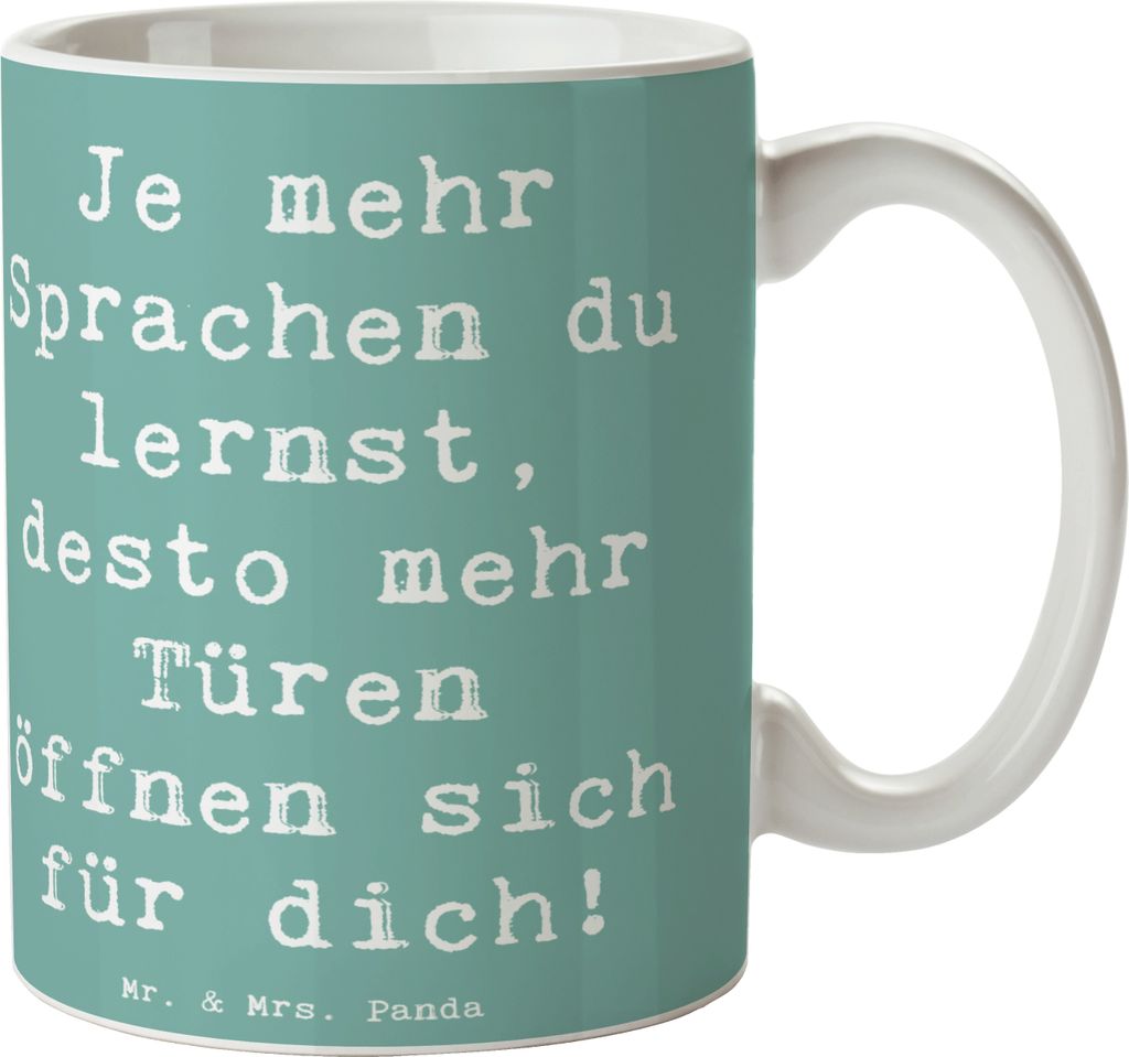 Mr. & Mrs. Panda Keramiktasse Spruch Sprachen lernen und anwenden - Meeresbrise - Geschenk, Sprachkenntnisse, Je mehr du lernst, neue Perspektive, ...