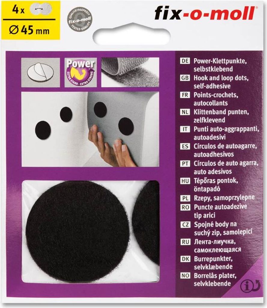 Power-Klettpunkte 45mm schwarz fix-o-moll