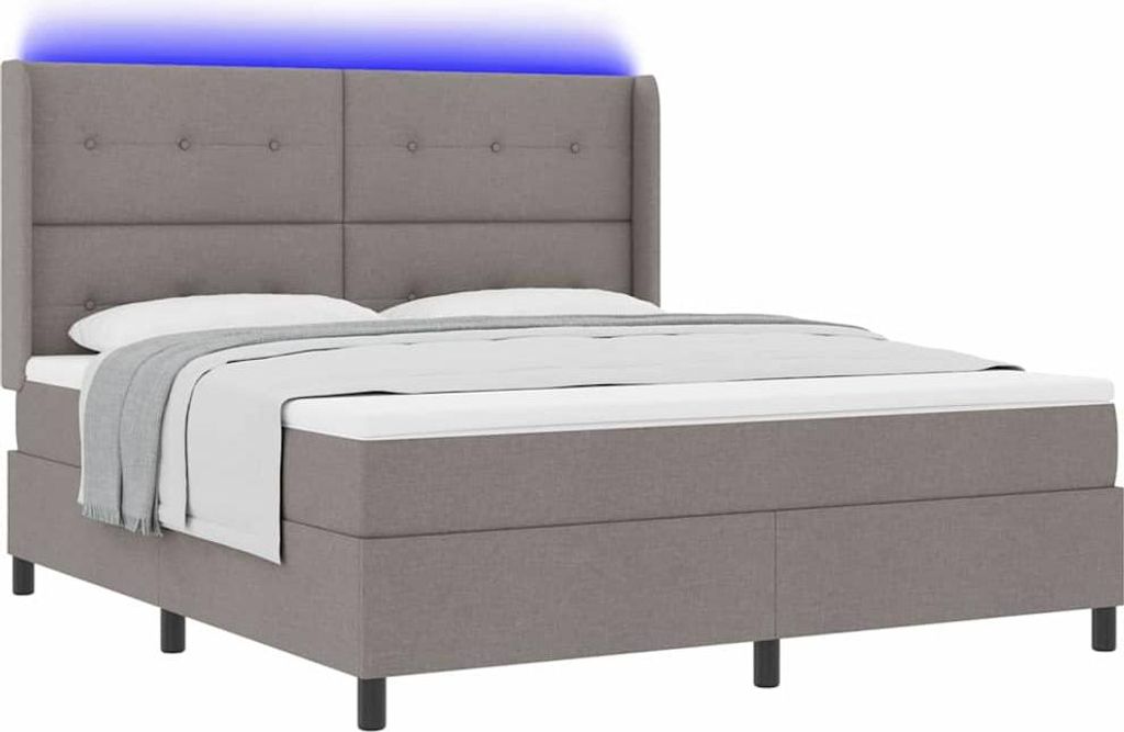 LED Boxspringbett mit Matratze Taupe 180 x 200 cm Stoff