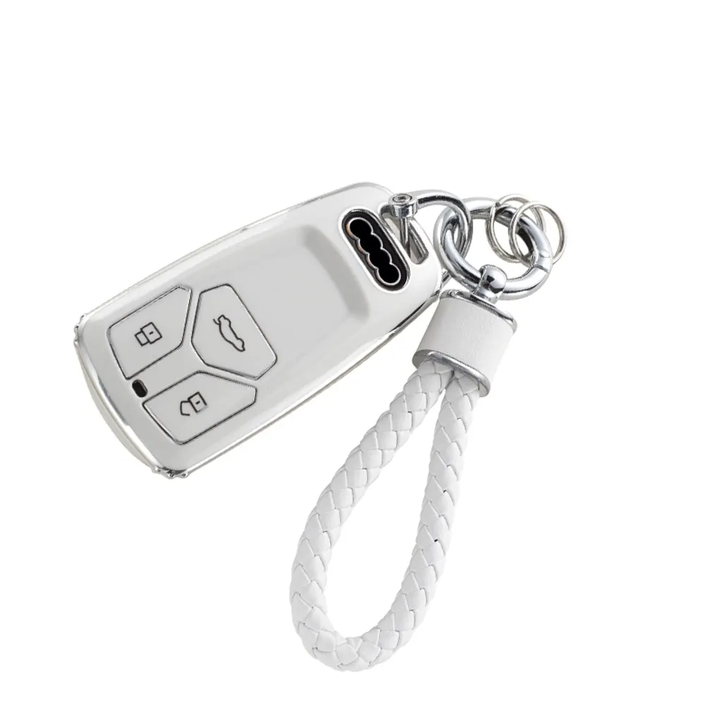 Custodia Lusso Chiave Audi B: Accessorio Pelle-TPU con Portachiavi - 3