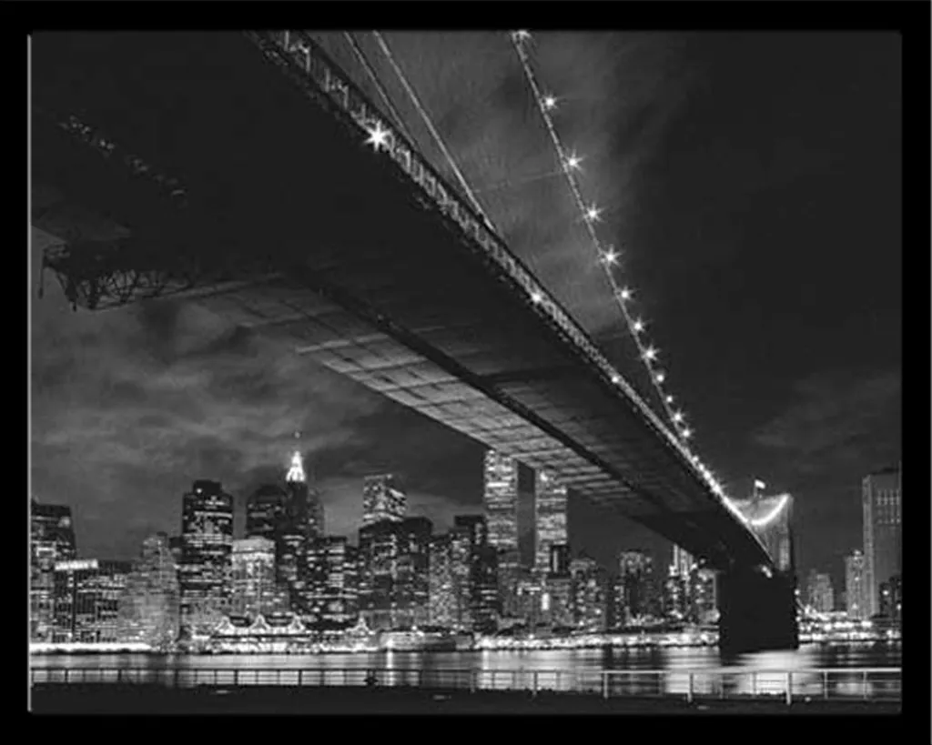 Mini Poster Manhattan Notte + Cornice MDF Nera Shinsuke Acrilico