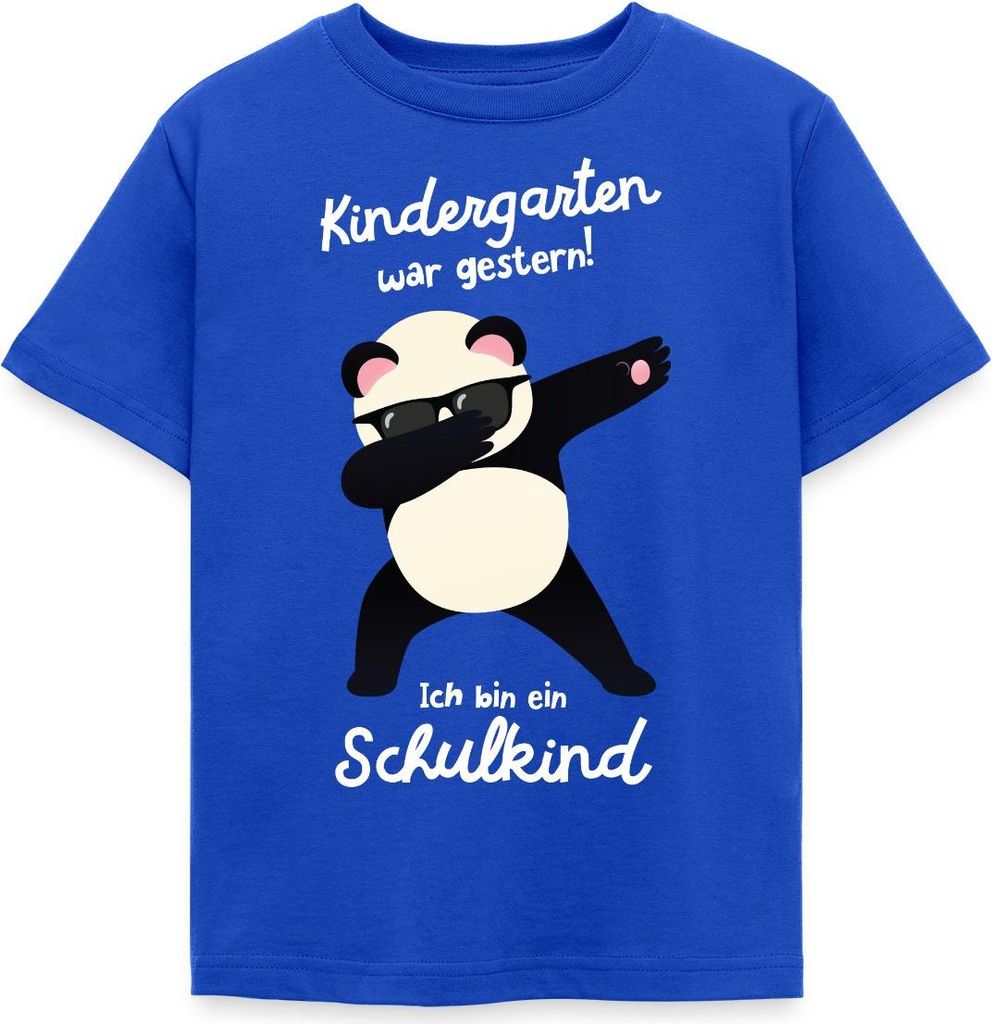 Spreadshirt Einschulung Ich Bin Ein Schulkind Dab Panda Geschenk Kinder T-Shirt, 98/104 (3-4 Jahre), Royalblau
