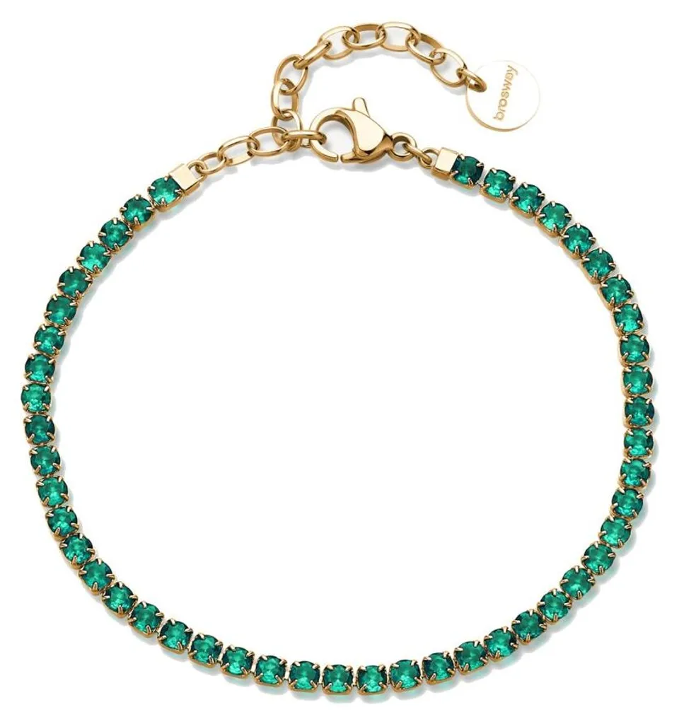 Bracelet tennis vert et doré idéal pour vos soirées et cérémonies