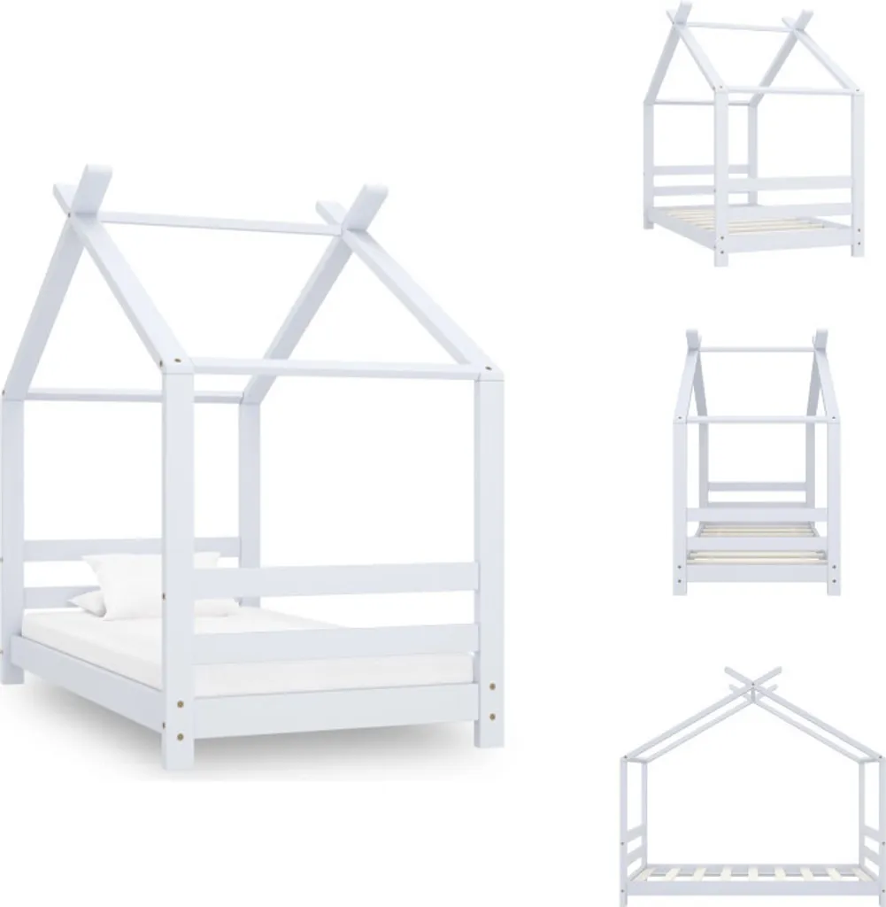 Lit junior blanc 70x140 cm en bois de pin massif vidaXL pour chambre