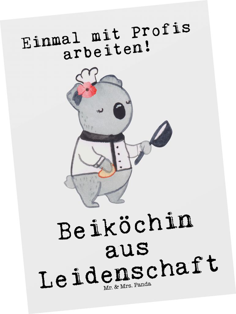 Mr. & Mrs. Panda Postkarte Beiköchin Leidenschaft - Weiß - Produktbild 