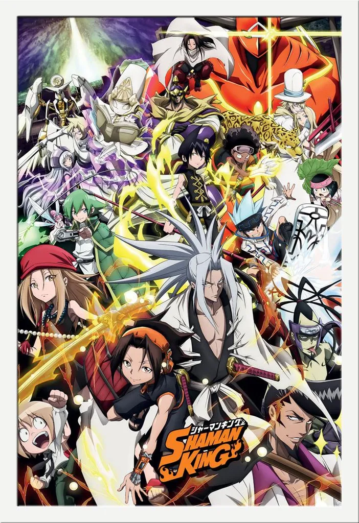 Poster Shaman King Key Visual avec cadre Shinsuke Maxi MDF blanc 61x91