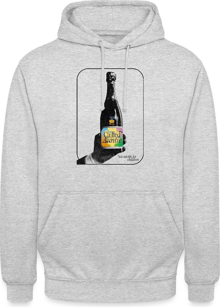 Spreadshirt Chilled Auntie Pop-Art Bottle Uni Hoodie, 4XL, Hellgrau meliert