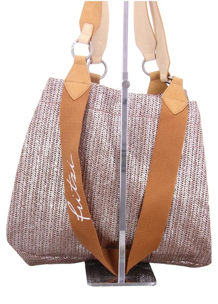 Sac cabas édition limitée effet paille tressée bronze Izzy Medium - 10
