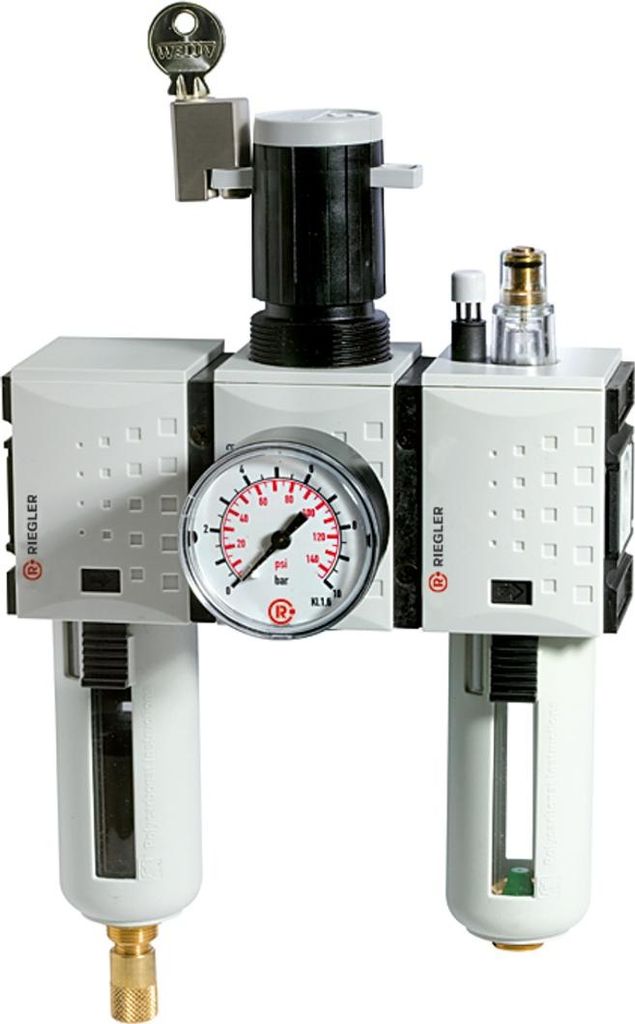 Riegler Wartungseinheit 3-tlg. »FUTURA«, PC, BG 2, G 3/8, 0,5 - 8 bar, VA