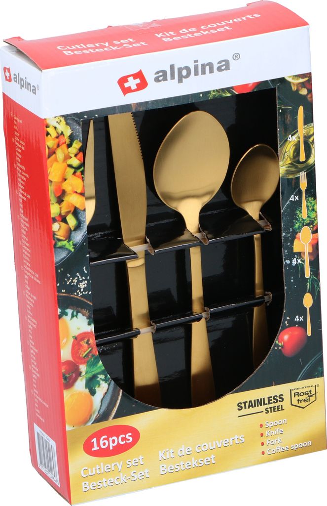 zestaw sztućców alpina - 16 elementów - 4 osoby - złoty mat Zdjęcie produktu 4