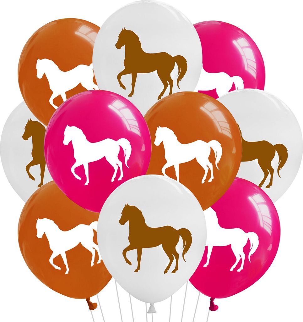 Oblique Unique 10 Pferde Luftballons für Kinder Geburtstag Motto Party Schuleinführung Pferd Western Ballons Farbmix