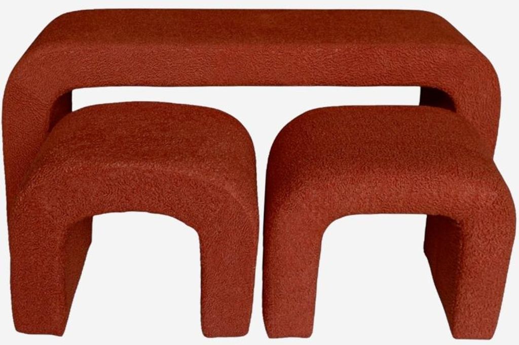sweeek - Bank und Satzhocker Bouclé - Terracotta Produktbild 