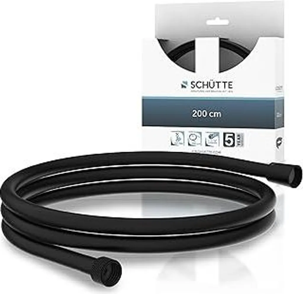 Flessibile Doccia SCHÜTTE 2M Nero - Acciaio Inox Antitorsione Professionale