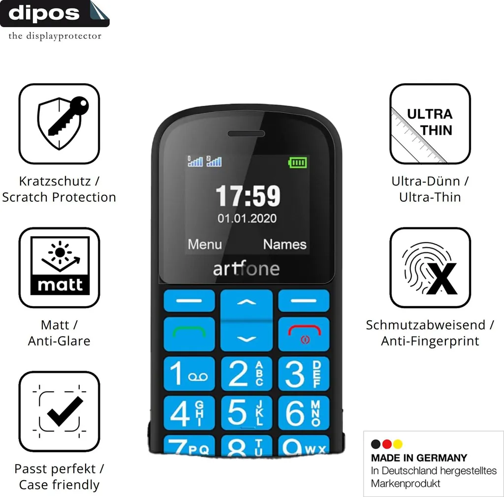 4x dipos Antireflex per artfone CS188 - Protezione Vista e Schermo - 7