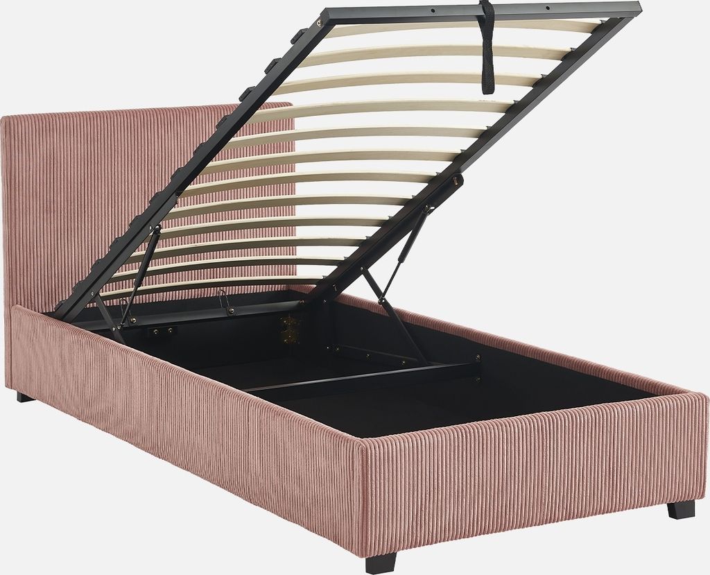 sweeek - Boxbett mit Lattenrost und Kopfteil, 90 x 190cm, Cord - Rosa