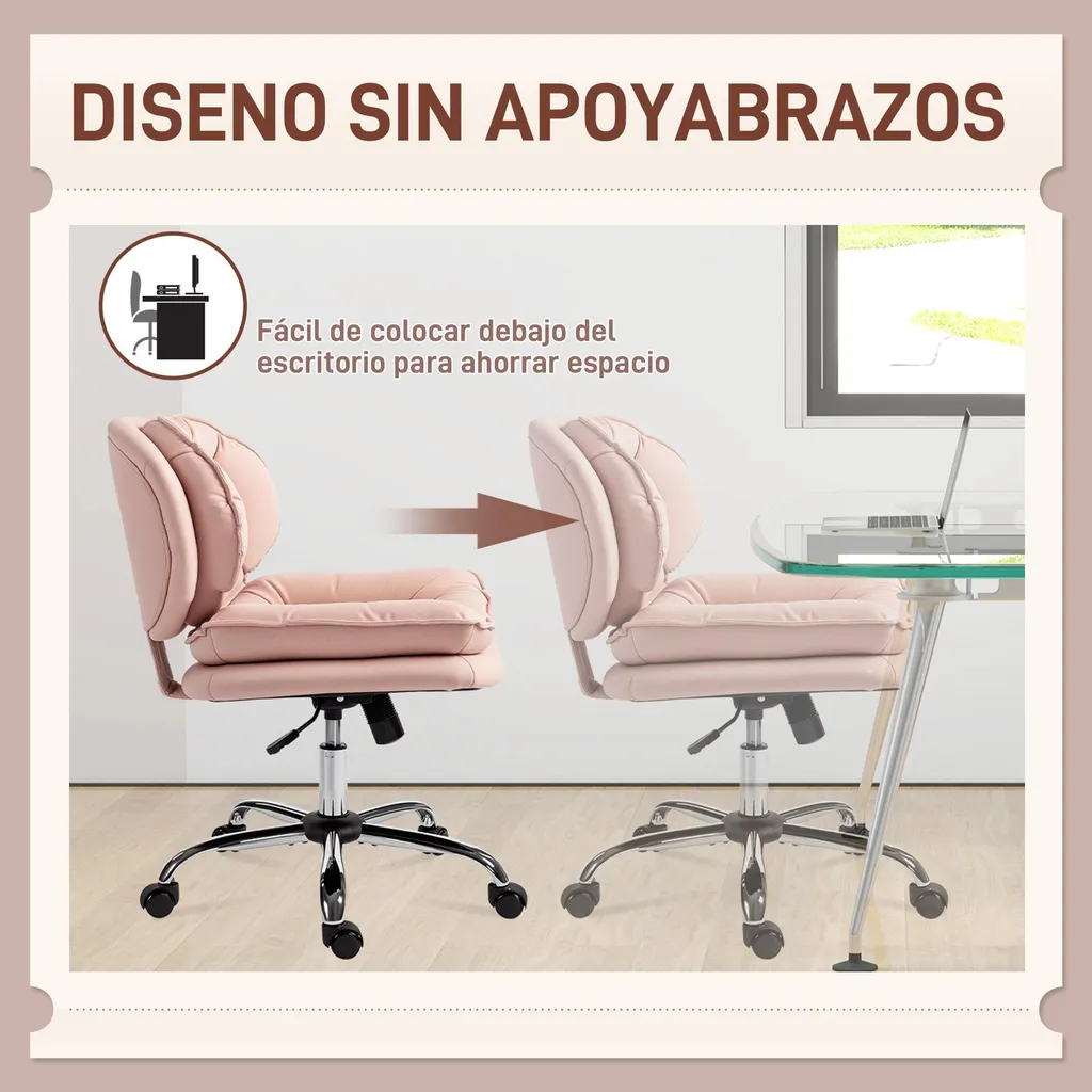 Fauteuil de bureau rose pivotant et ergonomique pour télétravail