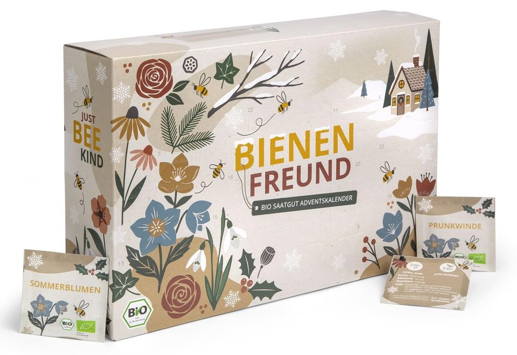 Saatgut Adventskalender "Bienen-Freund" BIO - 24 x Blumen Produktbild 
