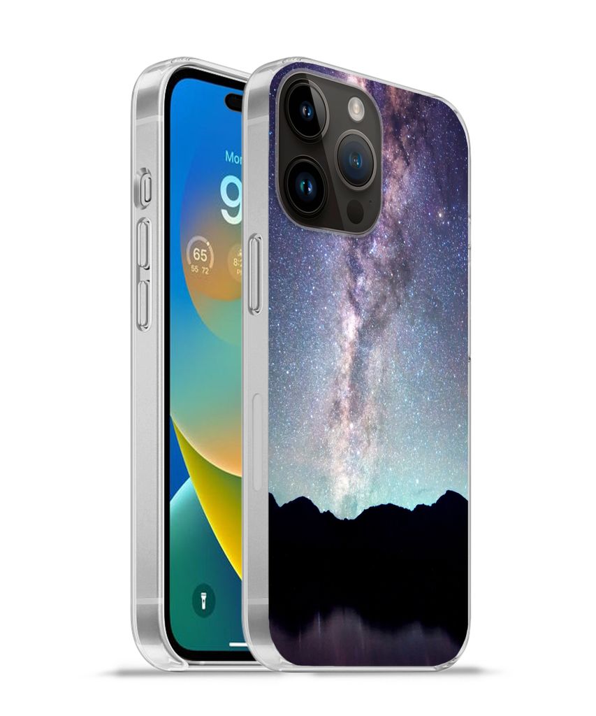 MuchoWow Handyhülle Schutzhülle Hülle für Apple iPhone 14 Pro - Softcase Universum - Galaxie - Sternenhimmel - Jungen - Mädchen - Kinder Sil...