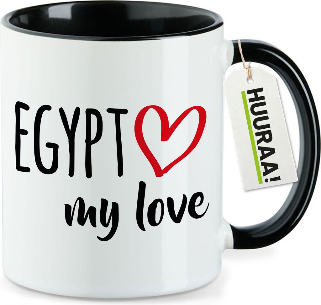 Huuraa Kaffeetasse Egypt my love 330ml Schwarz Keramik Kaffeebecher Geschenkidee
