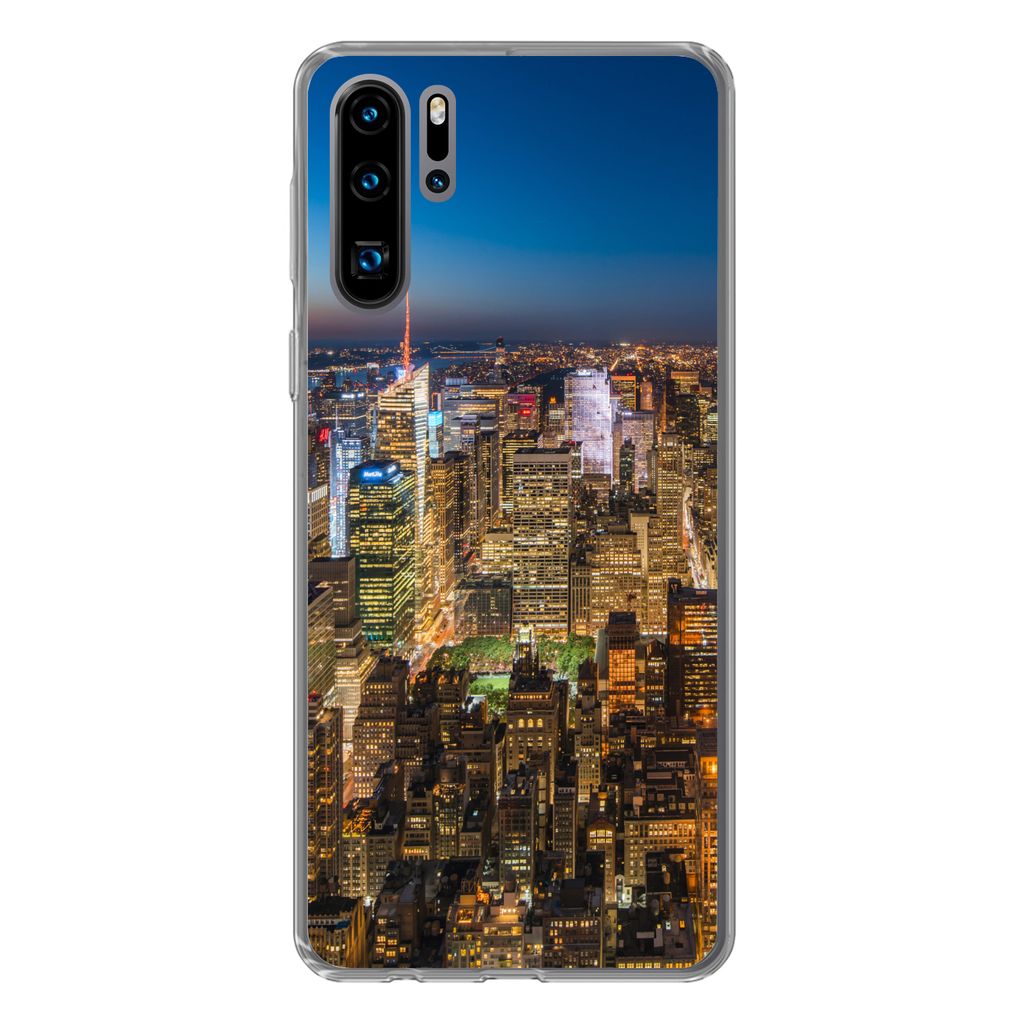 MuchoWow Handyhülle Schutzhülle Hülle für Huawei P30 Pro New York - Farben - Nacht Silikon Softcase Handy Hülle - Schutzdeckel