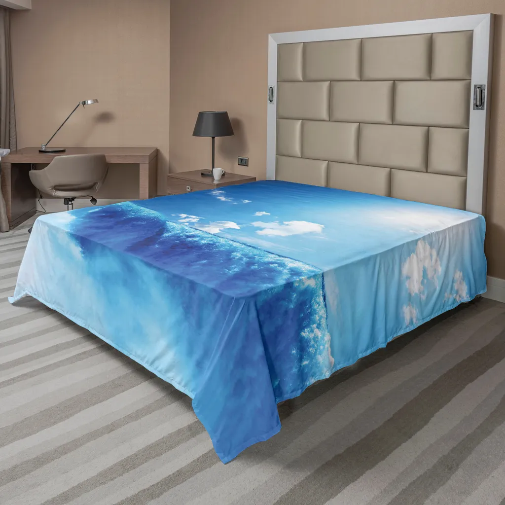 Drap supérieur doux motif cascade Niagara 266x260 cm lavable bleu