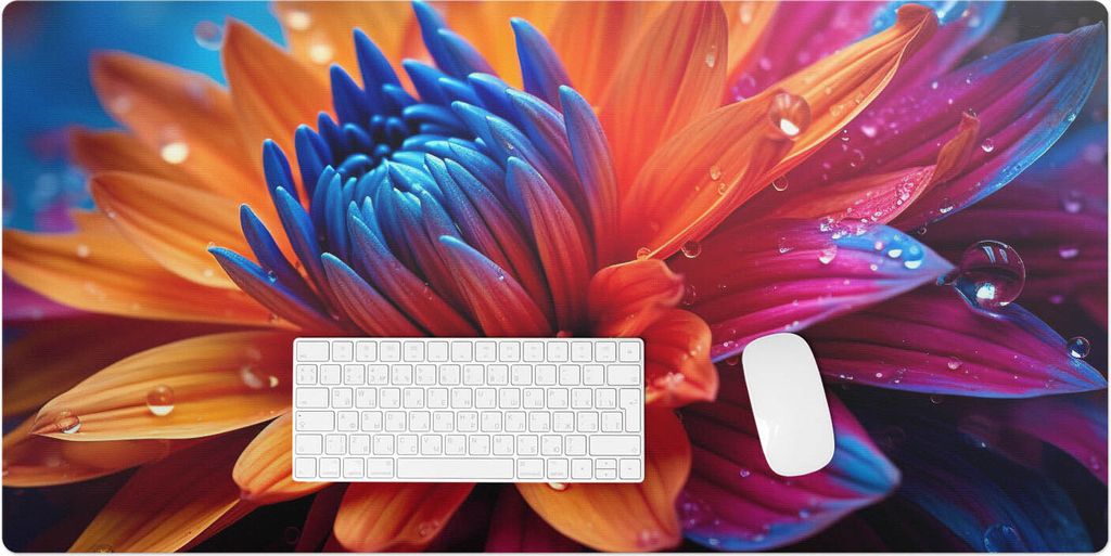 Blume Mit Tropfen – Schreibtischunterlage – Rutschfeste Tischunterlage – Schreibtischmatte für Büro & Zuhause – Schreibunterlage – Maus...