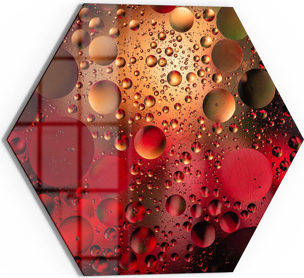 DEQORI Glasbild Echtglas 40x35 cm 'Feurige Tropfen' Wandbild Bild modern Deko